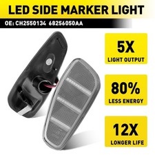 Pair Clear Side Marker Lights Width Lamp Amber LED For Renegade Jeep 2015-2022