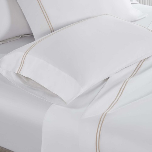 Embroidered Cotton Bed Sheet Set, 1 Elastic Deep Pocket Fitted Sheet, 1 Flat ... - Picture 4 of 8