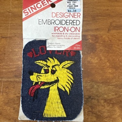Vintage NEW 70s 80s Singer Wolf ''Lover'' Embroidered Iron On Patch