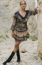 Spell & The Gypsy Mystic Dress Large 10-14AU&UK/6-10US Nightfall Black Mini Boho