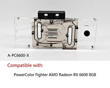 Granzon A-PC6600-X GPU Water Block For Powercolor Fighter AMD Radeon RX 6600 8GB