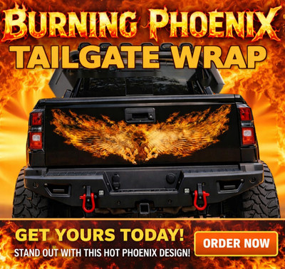 Tailgate Wrap BURNING PHOENIX Vinyl Decal Universal Fit   Truck Back Graphic