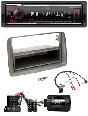 Kenwood Lenkrad Bluetooth USB DAB Autoradio für Fiat Panda 04-10 169 grau - Bild 1 von 4
