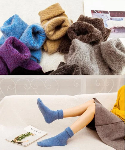 5 Pairs Luxury 100% Angora Pure Wool Cashmere Women Outside Socks Warm Warm - Picture 6 of 23