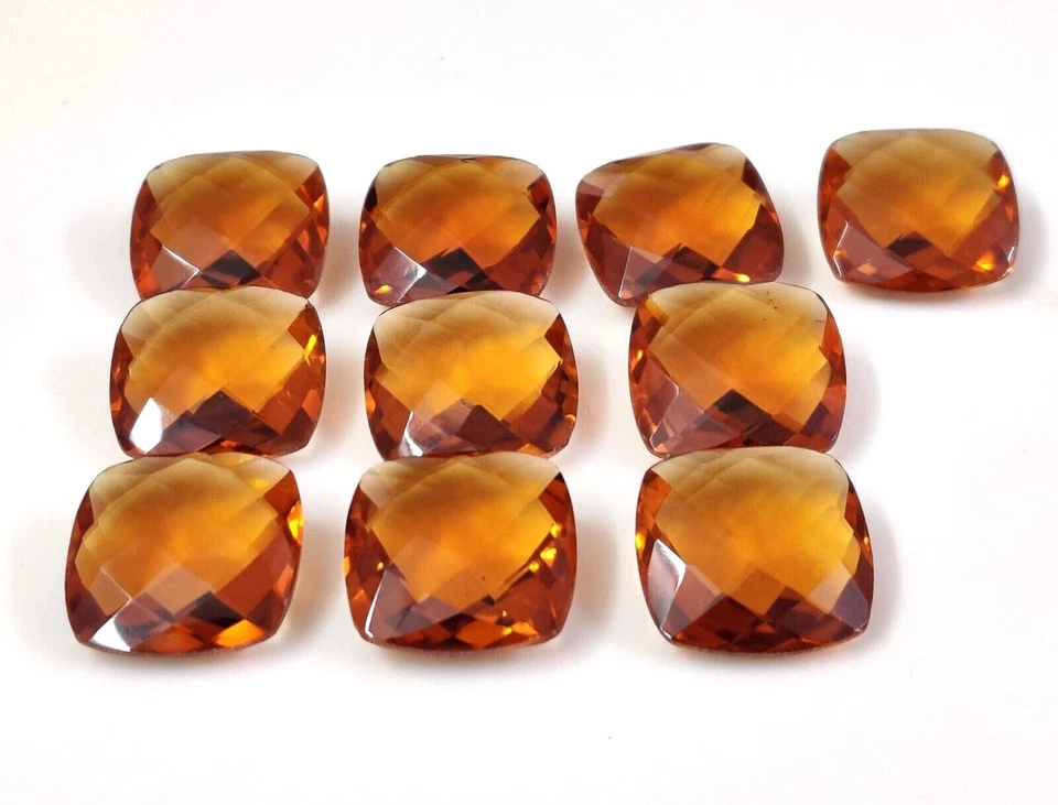 Hydro Citrine Cushion Checker Cut Gemstone Lot, Size 18.50mm Cushion - Image 3 of 4
