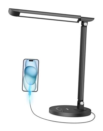 LED Desk Lamp, Metal Desk Light 12W 550lm, Dimmable Touch Control Lamp 14.17in