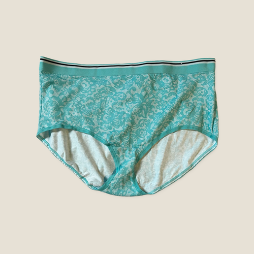 Cacique Cotton Full Brief Panty Wide Waistband 14/16 Aqua Lace Print eBay
