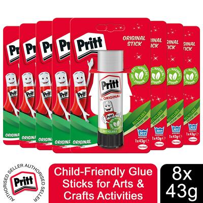 Pritt kinderfreundliche Klebesticks für Basteln 43g, 8 Sticks