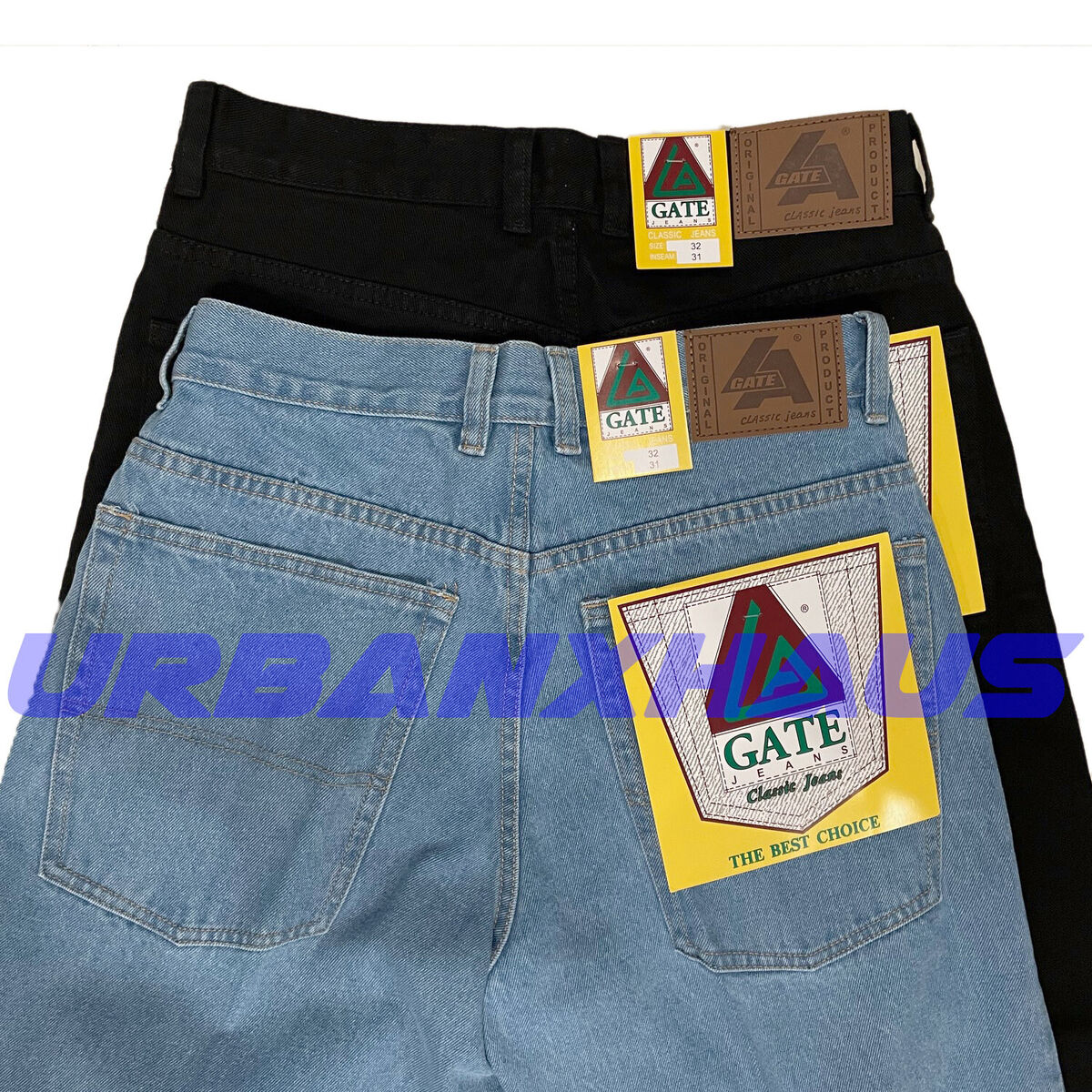 LA GATE Men's Baggy Fit Jeans High Waist Wide Leg Loose LA GATE Men's Baggy Fit Jeans High Waist Wide Leg Loose