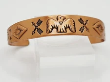 WM Wheeler Mfg Co. Copper Small Cuff Bracelet Thunderbird Southwest 4 7/8"