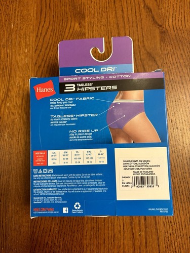 HANES 3pair Womens Cool Dri Cotton Tagless Hipster Panties S/5 NEW  - Imagen 3 de 4