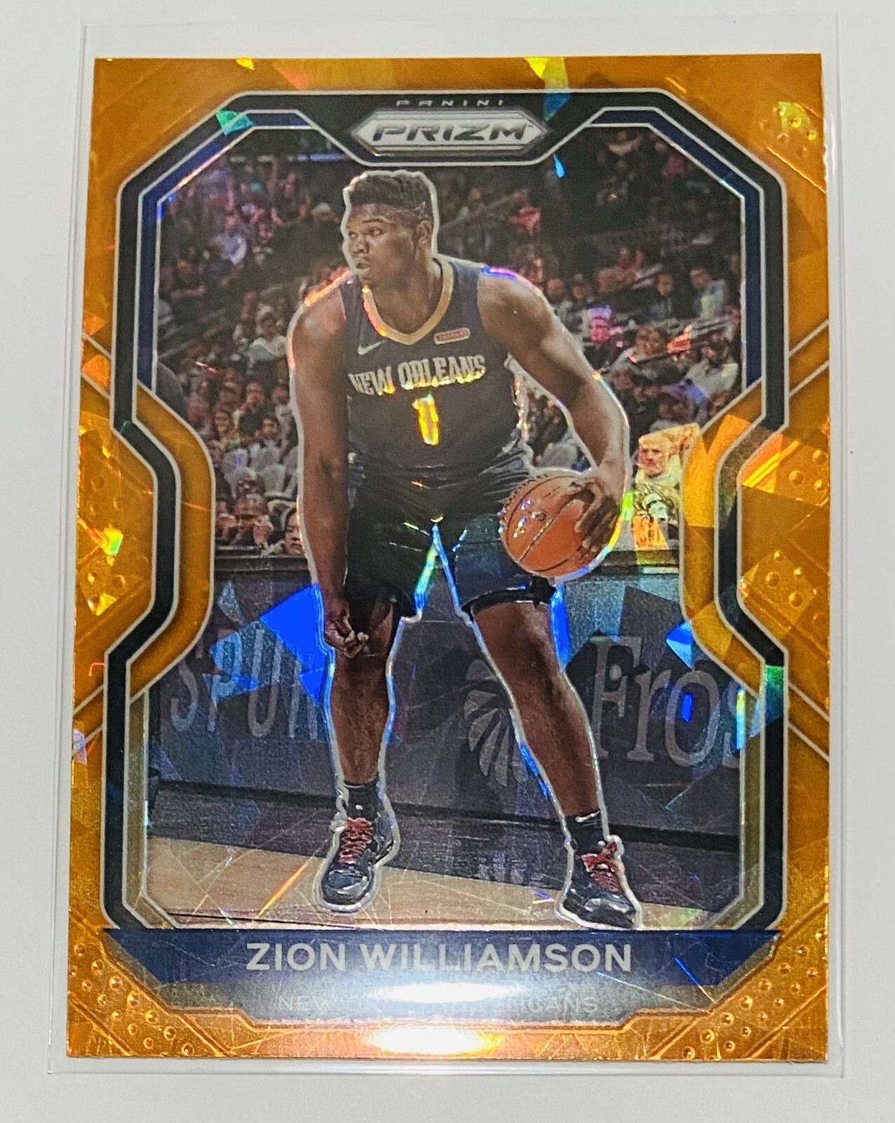 2020-21 Panini Prizm Orange Cracked Ice Zion Williamson #185 NBA Pelicans