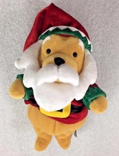 Disney Winnie the Pooh SANTA Christmas beanbag plush 8"