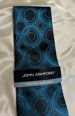 NEW TAG MACHINE WASHABLE JOHN ASHFORD MACYS EXCLUSIVE CIRCLE DOT POLYESTER TIE