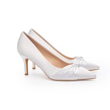 Satin Bridal Heels with Bow   7cm Stiletto Wedding Shoes for Comfort  Style