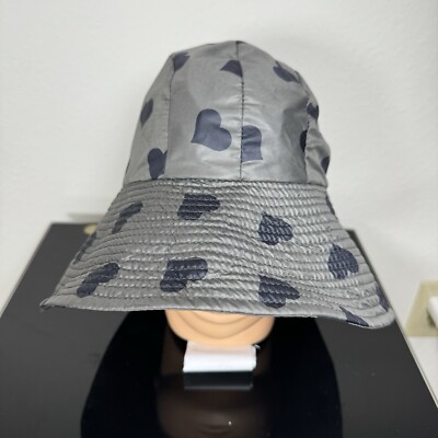 Grevi Bucket Hat, Sun Hat Gray With Blue Hearts Made in  display picture 3