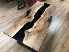 Custom Black Unique Epoxy Resin Dining Table, Epoxy Counter Top, Coffee Table