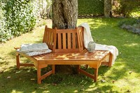 Halbrund Baumbank Ontario Eukalyptus Ø 61 Cm Holz Sitzbank Gartenbank Parkbank