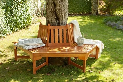 GARDEN PLEASURE Halbrund Baumbank Ontario Eukalyptus Ø 61 cm Holz Sitzbank Gartenbank Parkbank