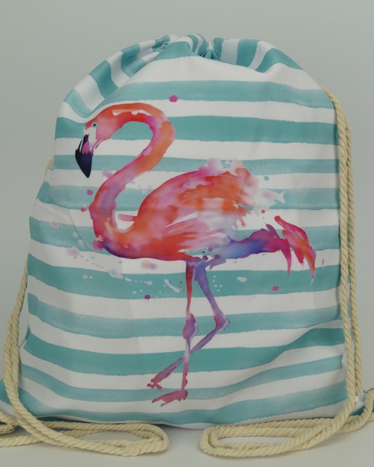 JameStyle26 Turnbeutel Mit Flamingo-Motiv – Kordelzug, Polyester, 46x36 Cm, Hipster-Style Für Sport & Strand