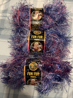 Lion Brand Fun Fur Eyelash Yarn 1.5 Oz Skein #214 Fiji Lot 3 purple pink