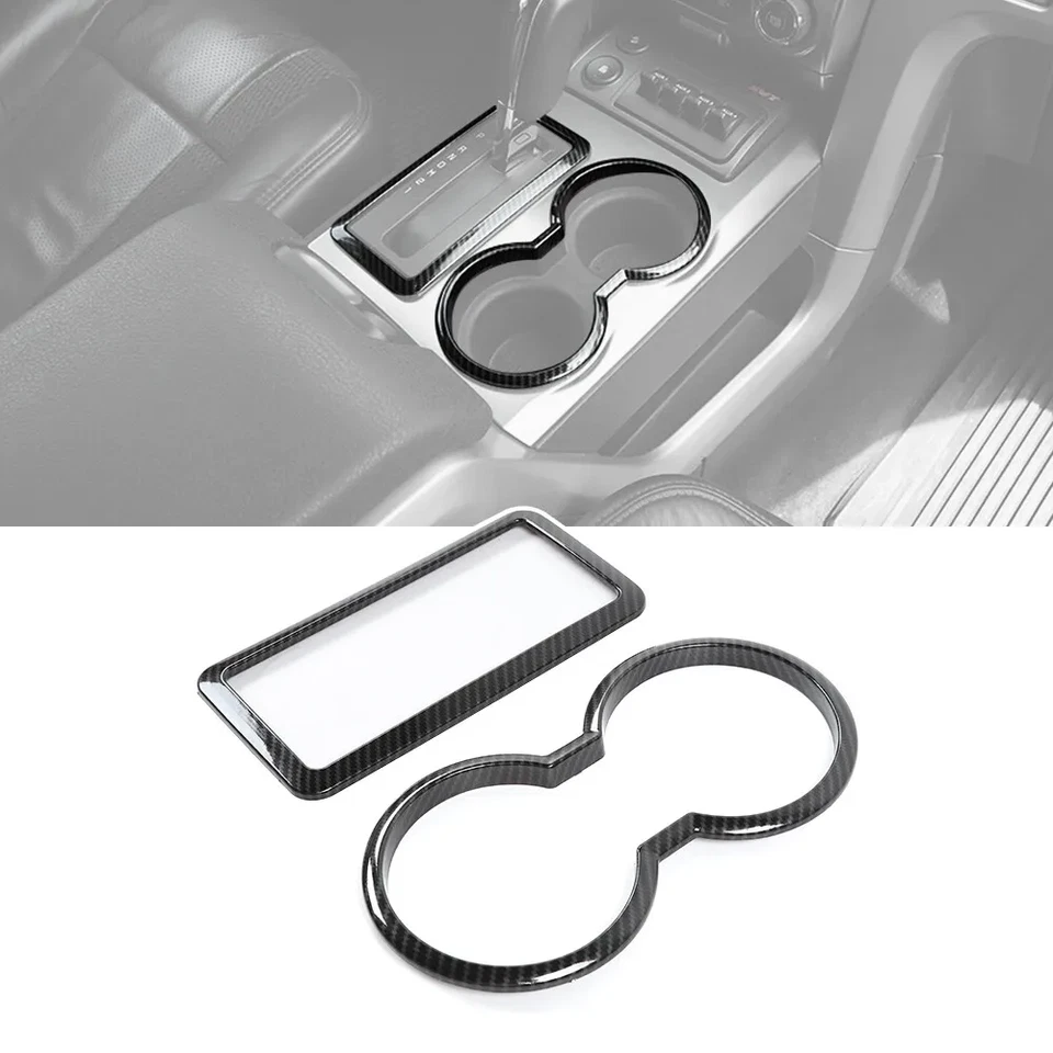 Gear Shift Panel Trim & Cup Holder Bezel for Ford F150 2009-2014 Carbon Fiber - Image 2 of 4