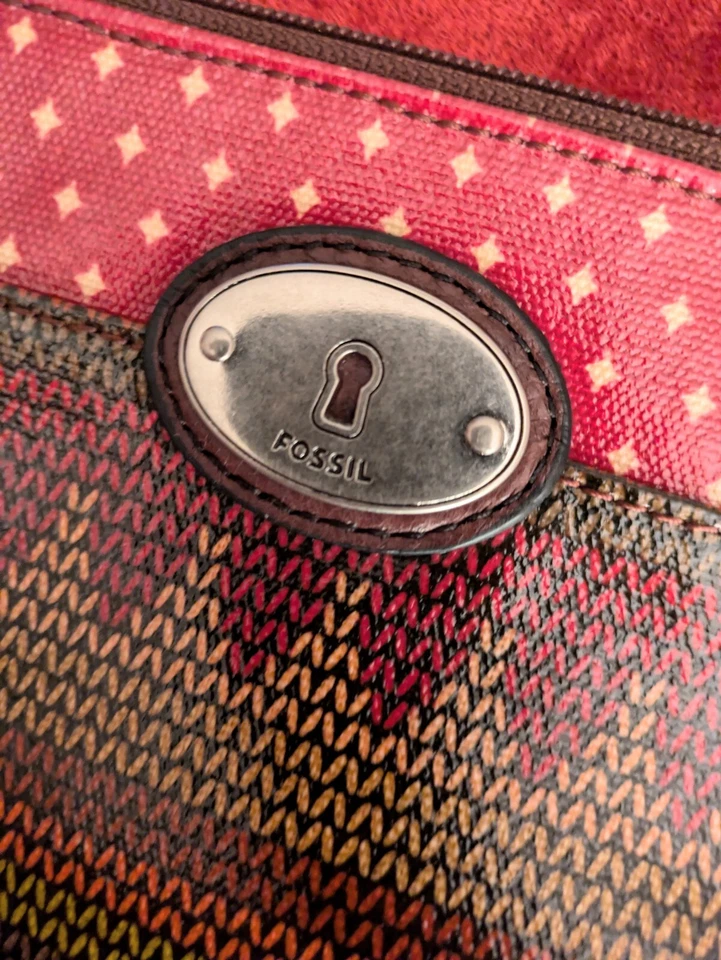 Bolsa de mano Fossil "Key-Per" bolsa para tabletas recubierta de cuero de vaca multicolor bolsillo con cremallera Foto 3 de 4