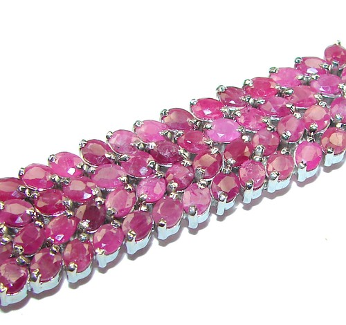 Carmen Lucia natural Ruby .925 Sterling Silver handmade Statement Bracelet - Picture 2 of 4