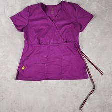 ViVi Scrub Top Womens L Purple Pockets Medical Dental Doctor Nurse Technician