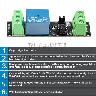 1CH High Level Driver Relay Module Optocoupler Isolated Drive Control Board DC