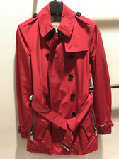 **bnwt Burberry Ladies Red Water Proof Jacket With Belt Uk Size 8 Rrp £695**