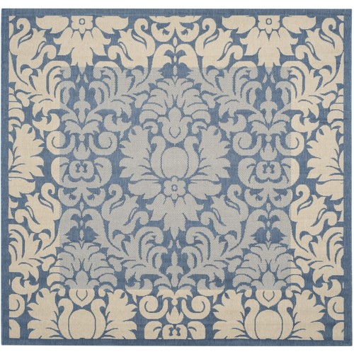 SAFAVIEH Outdoor CY2727-3103 Courtyard Blue / Natural Rug - Picture 7 of 27