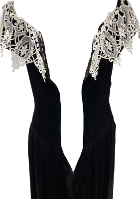 chinese dress ladies HALEIA Black Velvet Blend Off Shoulder Lace Midi Dress