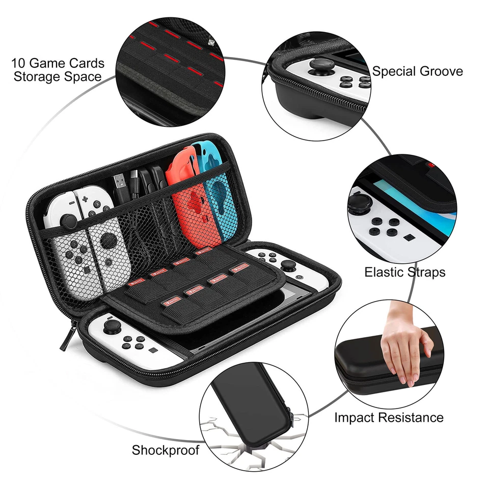 Carrying Case + Protective Cover + Tempered Glass Film For Nintendo Switch OLED - Image 3 of 4