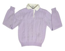Richwils Back To Back Sweater Vintage Lavender White Collar Womens L Long Sleeve