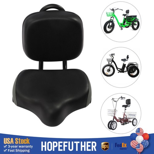 11.5" x 9.5" Oversize Comfort Saddle Seat Backrest Saddle Bike Seat W/Backrest