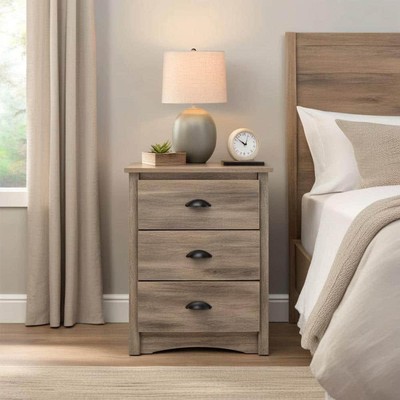 Prepac Nightstand 29'' x 23'' x 16'' Wood 3-Drawer Rectangle Drifted Gray Finish