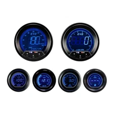EVO Digital 6 Gauge Set GPS Speedometer Blue & Red LCD KMH °C BAR 85mm & 52mm