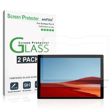 amFilm Microsoft Surface Pro X Real Tempered Glass Screen Protector 2 Pack 