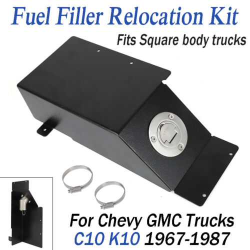 Truck Bed Fuel Filler For Chevy GMC C10 K10 1967-87 Gas Door Cap Relocation Kit - Picture 2 of 14