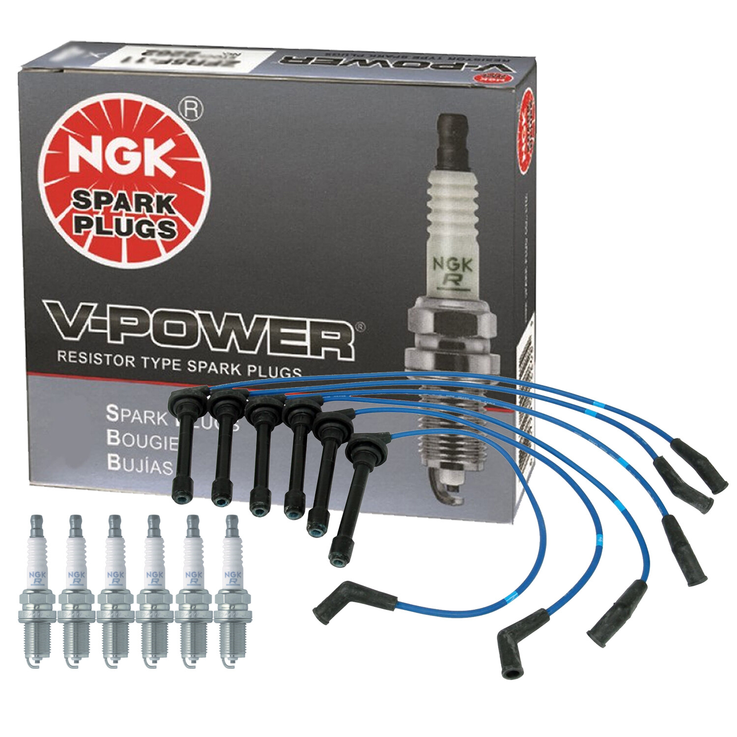 NGK Wire  6 V-Power Spark Plugs Kit For Isuzu Trooper 3.2 V6 GAS