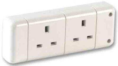 2-fach Gang UK Stecker Netzverlängerung Stromblock ohne Kabel oder Stecker weiß Buchse 13a