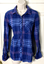 ORVIS Women's Long Sleeve Button Front Plaid Shirt Sz Small Cotton Blend EUC