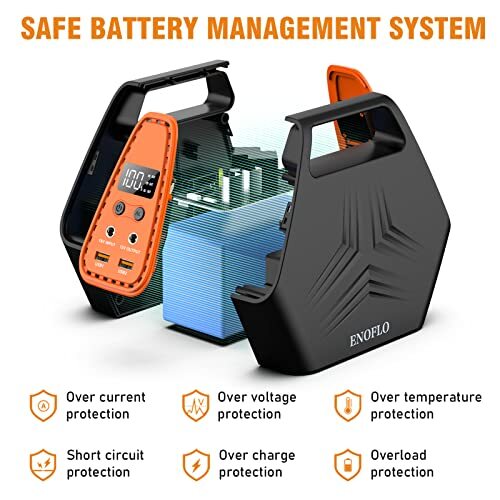 100W 26400mAh Portable Power Bank with AC Outlet in Black & Orange