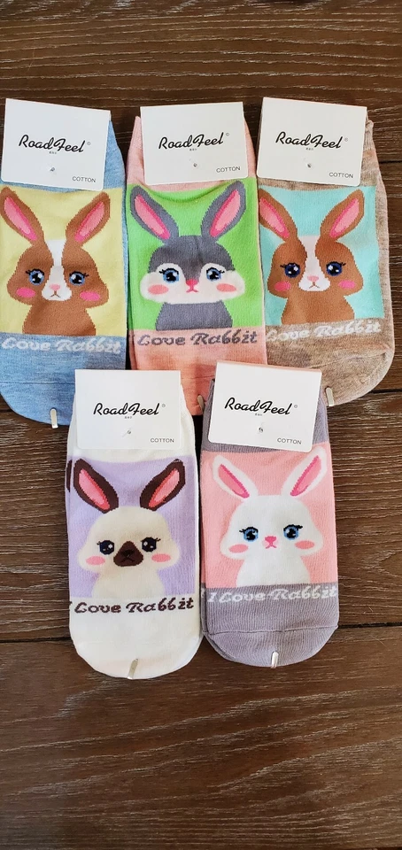 Kawaii Cute Cat Kitty Rabbit Bunny  Socks 5 in 1set - Image 2 of 4