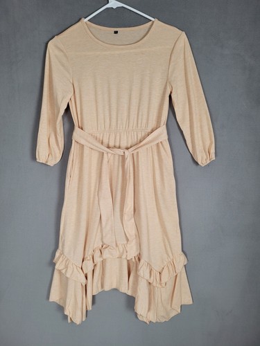 MITILLY Girls Loose 3/4 Sleeve Casual Pocket Ruffle Swing Long Maxi Dress 10 Yrs - Picture 3 of 7