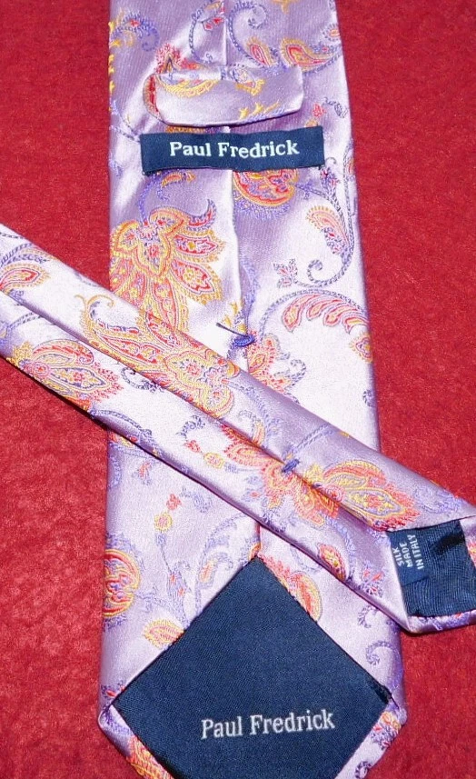 CORBATA FLORAL PAUL FREDRICK HECHA EN ITALIA PÚRPURA CLARO/AMARILLO/ROJO - CORBATAS DE DISEÑADOR. Foto 3 de 3