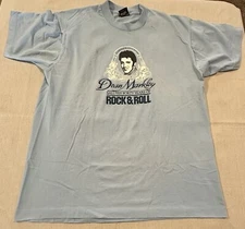 Vintage 90s Elvis Presley Dean Markley Rock & Roll Band t shirt XL Blue