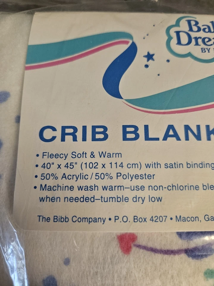 婴儿梦婴儿床毯野生动物园拼贴 40x45 缎面边缘装饰复古美国新品 — 第 4/4 张图片