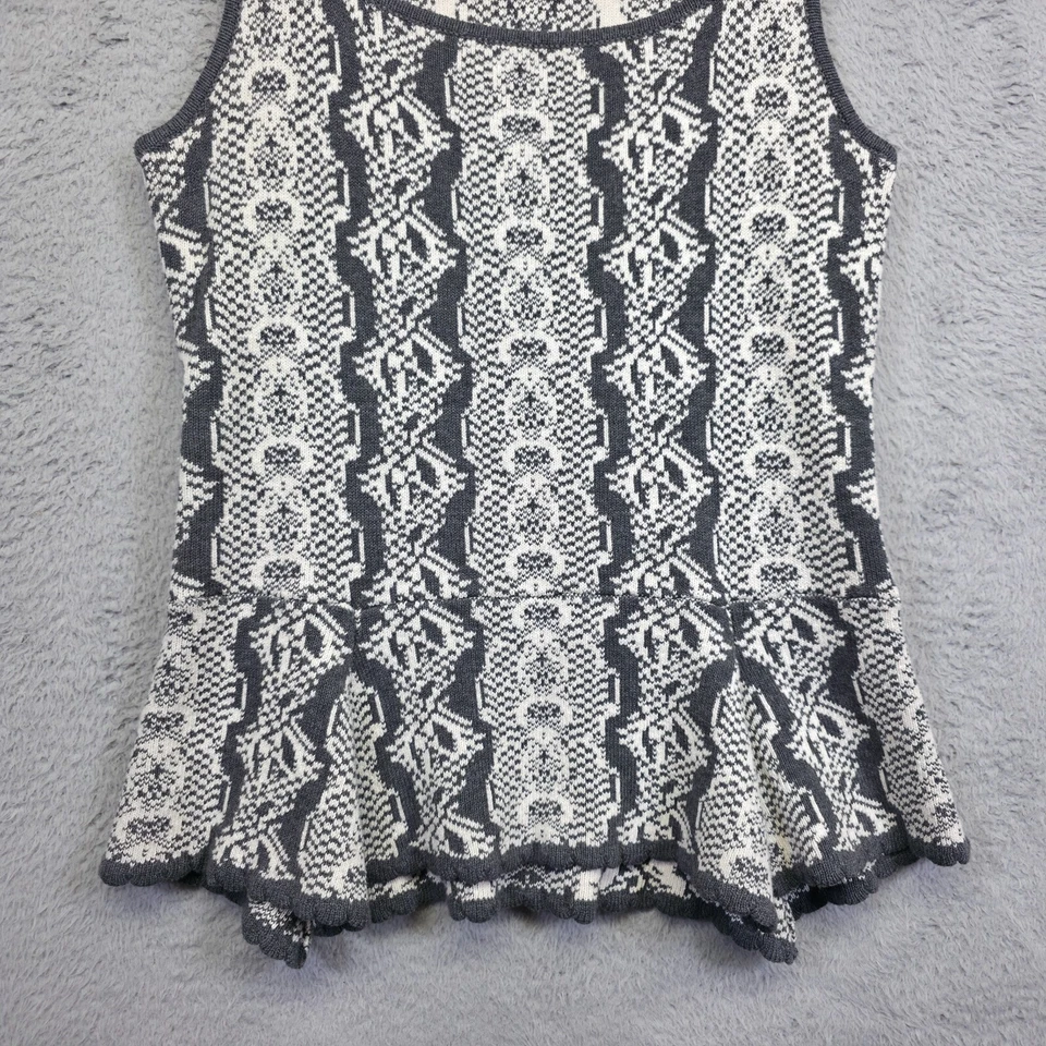 Camiseta sin mangas CAbi Suéter Mujer M Gris Blanco WonderFall Me Peplum Dobladillo Concha Academia Foto 3 de 4